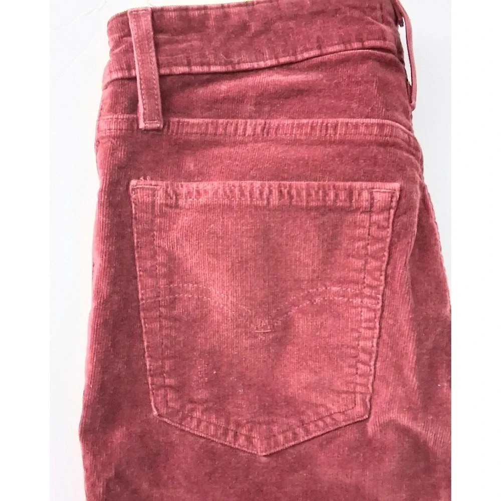 Levi's 725 High Rise Bootcut Pants Women's Size 29 Red Corduroy Pockets Preowned